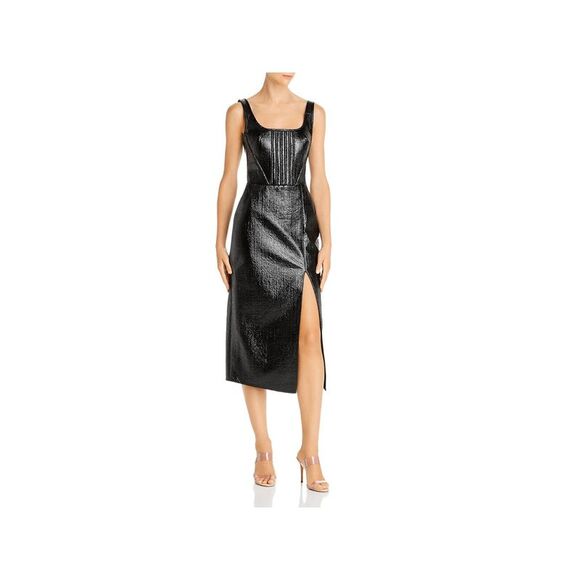 David Koma Dresses & Skirts - David Koma Womens Black Sleeveless Square Neck Midi Cocktail Sheath Dress 2